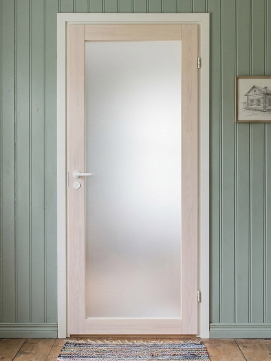 Kuultovalkoinen kokolasinen väliovi